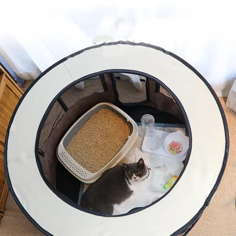 Portable Pet House Oxford Cloth Crate Room Playing Maroon Asteria
