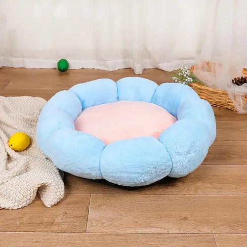 Autumn Winter Plus Velvet Thick Round Flower Cat Litter Kennel Maroon Asteria