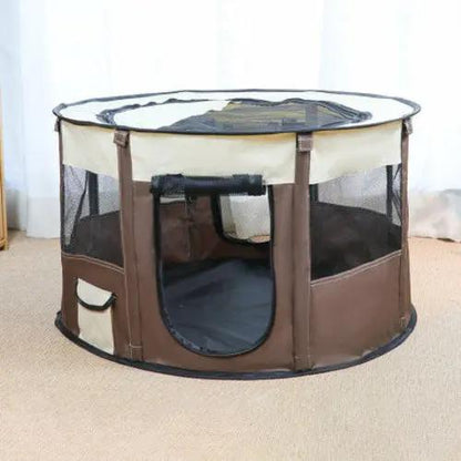 Portable Pet House Oxford Cloth Crate Room Playing Maroon Asteria