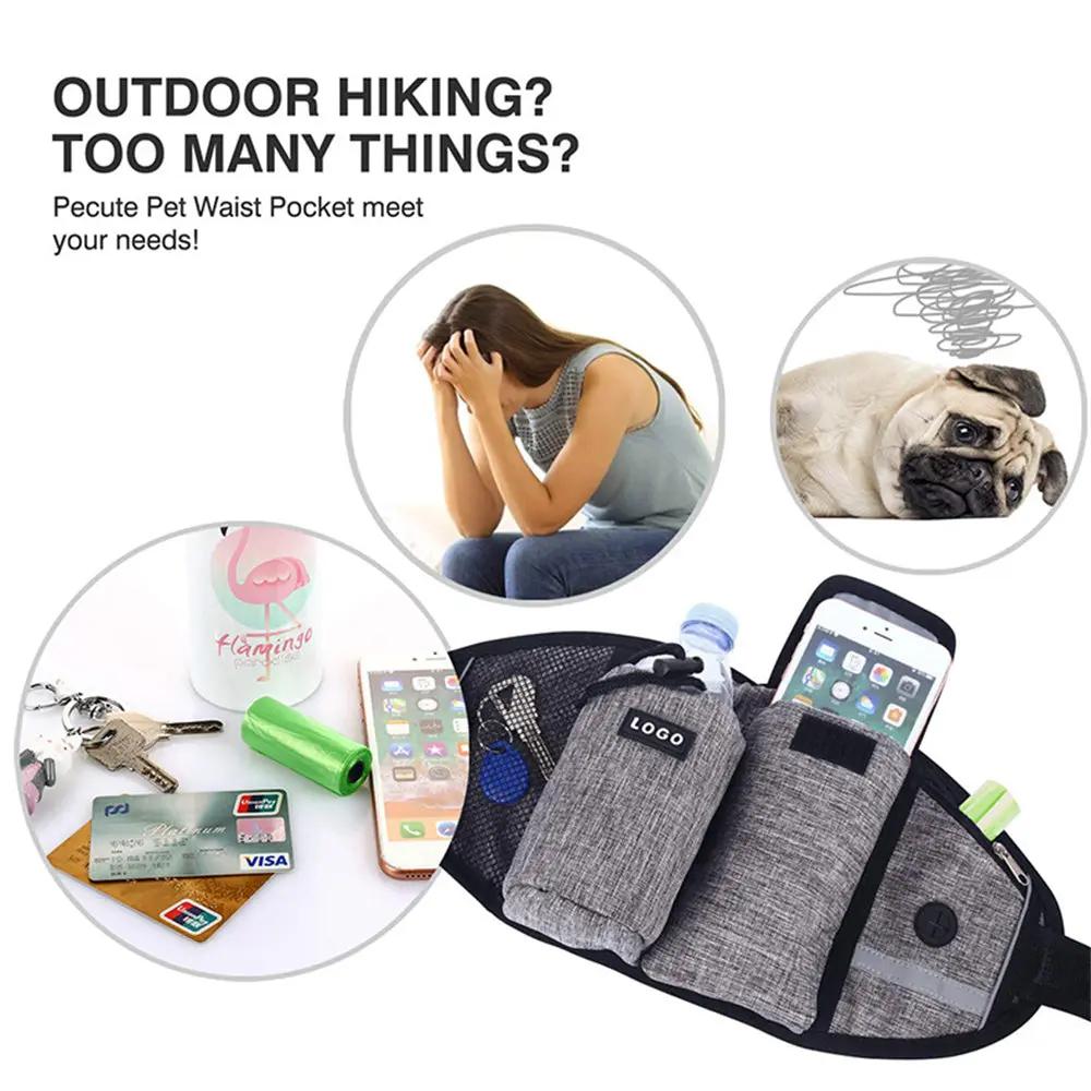 Dog Training Leash Waist Bag Hands-Free Outdoor Pet Running Maroon Asteria