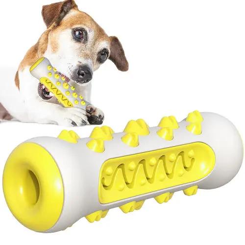 Pet Dog Bone Shape Molar Teeth Cleaner Brushing Stick Interactive Chew Maroon Asteria