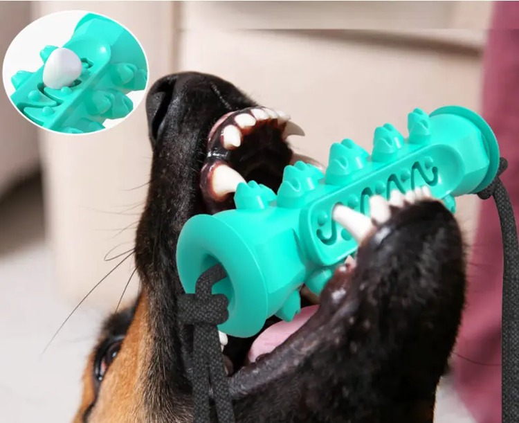 Dog Chew Toys Pet Toothbrush Rubber Bones Teeth Cleaning Maroon Asteria
