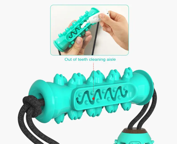 Dog Chew Toys Pet Toothbrush Rubber Bones Teeth Cleaning Maroon Asteria