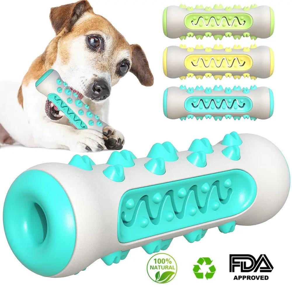 Pet Dog Bone Shape Molar Teeth Cleaner Brushing Stick Interactive Chew Maroon Asteria