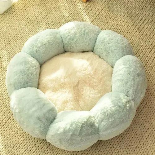 Autumn Winter Plus Velvet Thick Round Flower Cat Litter Kennel Maroon Asteria