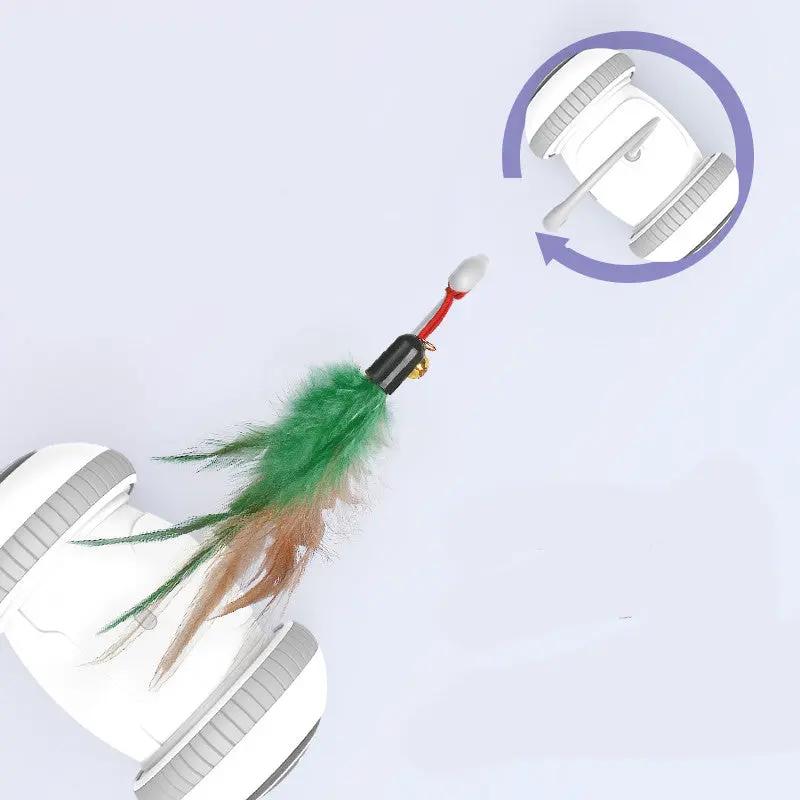 Interactive Cat Toy With Interchangeable Pet Feather Toys Maroon Asteria