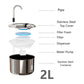 2L Stainless Steel Pet Water Fountain with USB Cat Ultra Quiet Water Dispenser Pets Filter Fountain Smart Drinking Feeder Bowl