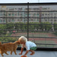 With 4Pcs Hook Pet Isolated Network Stairs Gate New Folding Breathable Mesh Playpen For Dog Safety Fence,Pet Dog Barrier Fences