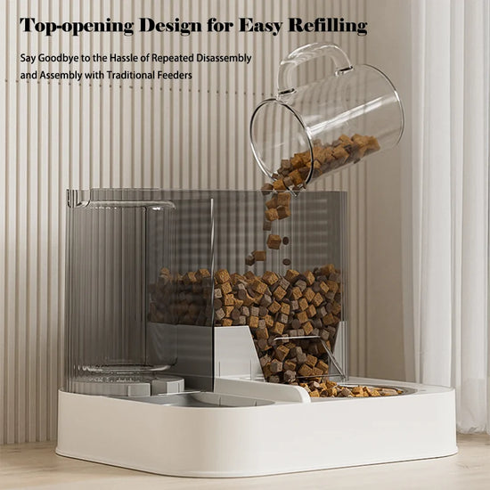 2 In 1 Stainless Steel Automatic Pet Feeder And Water Dispenser Double Bowl Anti Leakage Food Water Bowl For Cats And Dogs
