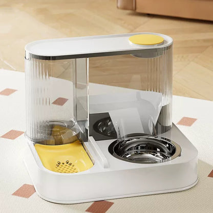 2 In 1 Stainless Steel Automatic Pet Feeder And Water Dispenser Double Bowl Anti Leakage Food Water Bowl For Cats And Dogs