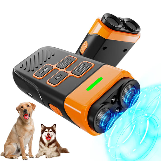 Dual Ultrasonic Pet Dog Repeller Professional Dog Training Device Rechargeable Anti Dog Bark Deterrent with LED Flashlight