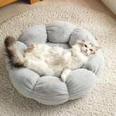 Autumn Winter Plus Velvet Thick Round Flower Cat Litter Kennel Maroon Asteria
