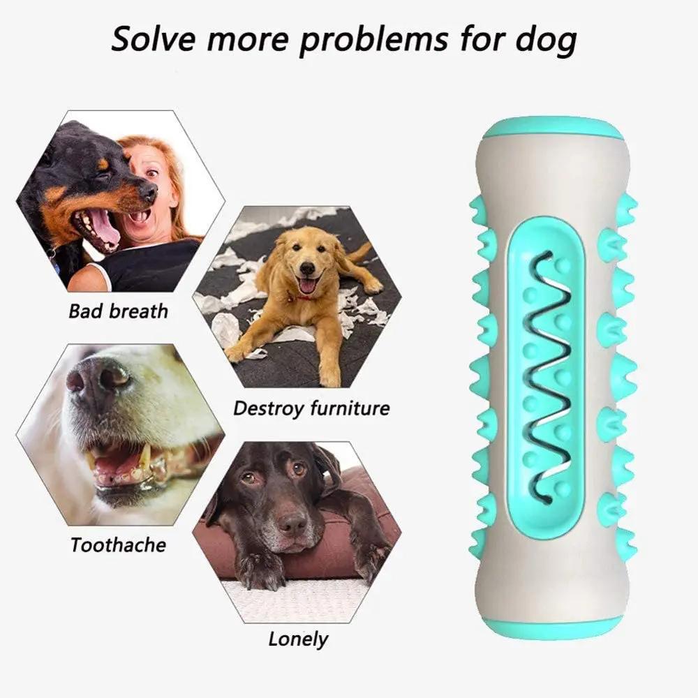 Pet Dog Bone Shape Molar Teeth Cleaner Brushing Stick Interactive Chew Maroon Asteria