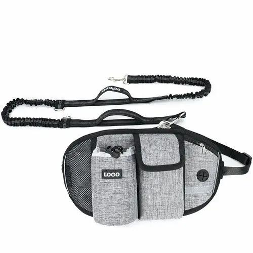 Dog Training Leash Waist Bag Hands-Free Outdoor Pet Running Maroon Asteria