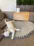 Saveplace® Round Pet Bed - Various Pom Poms, 2 Sizes Grey Chaos