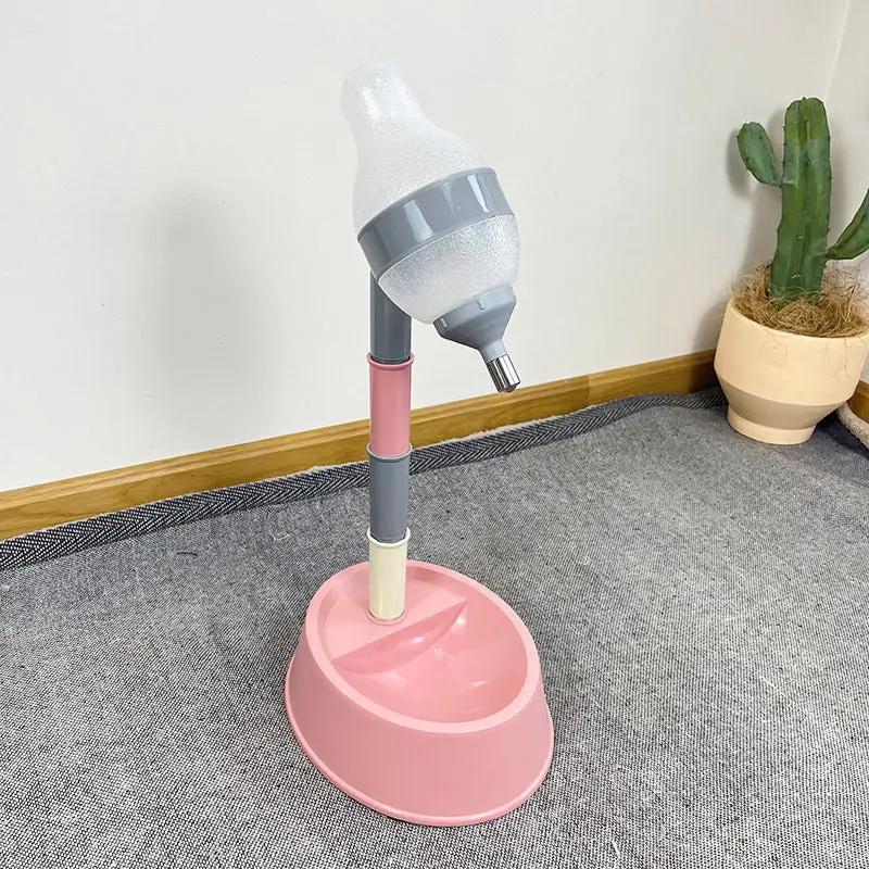 Automatic Pet Water Dispenser Stand Feeder Bowl Adjusting Height Maroon Asteria