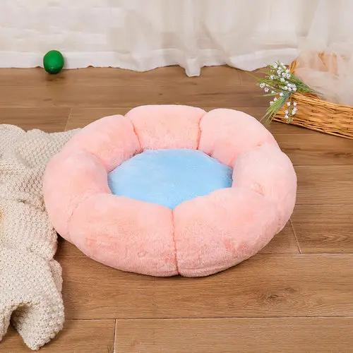 Autumn Winter Plus Velvet Thick Round Flower Cat Litter Kennel Maroon Asteria
