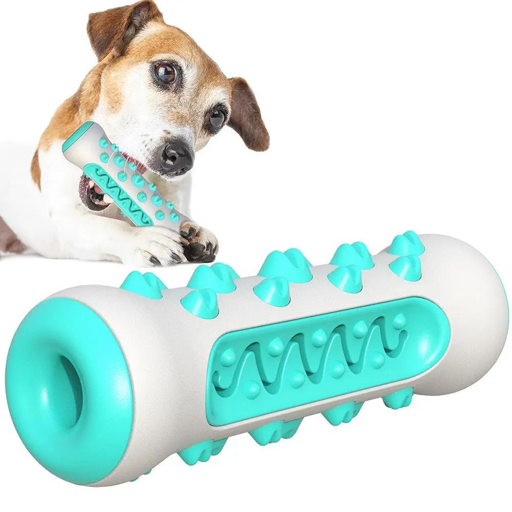 Pet Dog Bone Shape Molar Teeth Cleaner Brushing Stick Interactive Chew Maroon Asteria