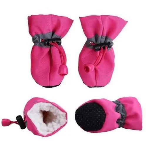 Dogs Winter Warm Shoes 4 PCS Set Yellow Pandora