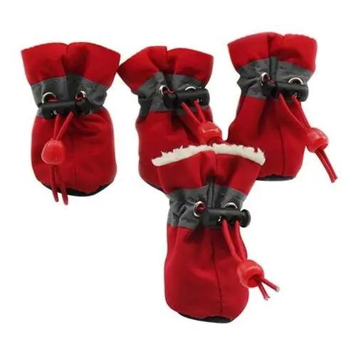 Dogs Winter Warm Shoes 4 PCS Set Yellow Pandora